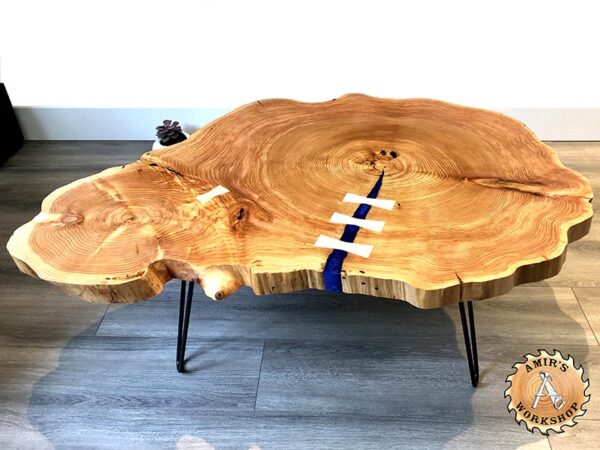 "Heart of Fraser Valley": Live Edge Red Cedar, Blue Epoxy