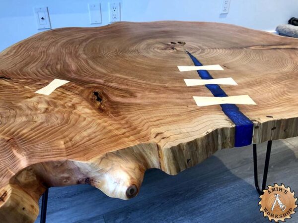 "Heart of Fraser Valley": Live Edge Red Cedar, Blue Epoxy - Image 5