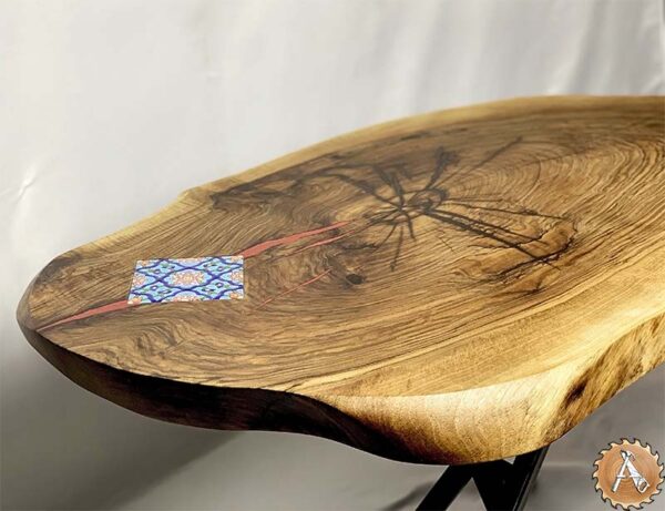 "Queen of Persia": Live Edge Walnut with Persian Tile - Image 5