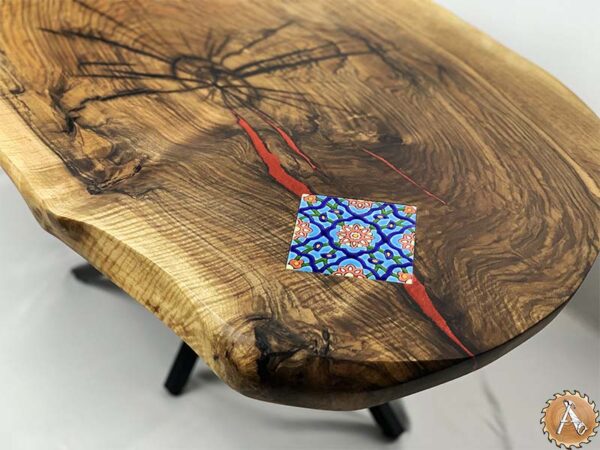 "Queen of Persia": Live Edge Walnut with Persian Tile - Image 4