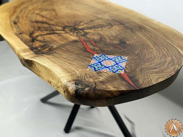 "Queen of Persia": Live Edge Walnut with Persian Tile - Image 3