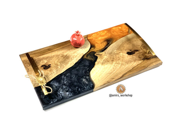 "Lava" Serving Board and Coasters – Walnut & Epoxy - Image 7