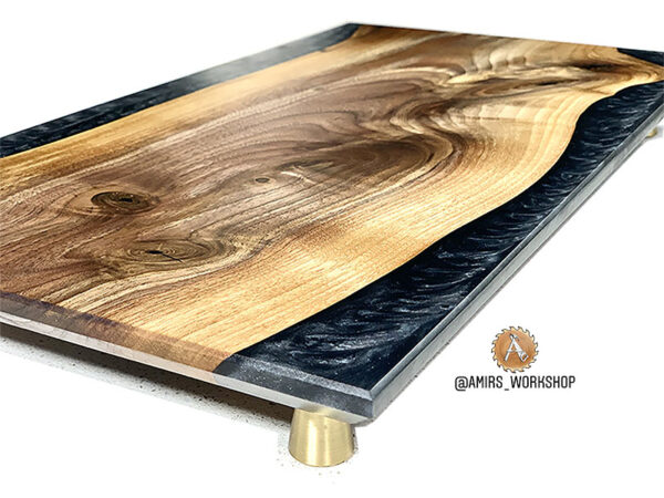 Handcrafted Walnut and epoxy charcuterie board with coasters - Image 3