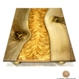 Custum made "River of gold" serving tray - walnut wood