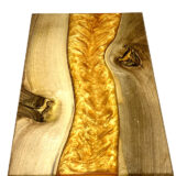 Custum made "River of gold" serving tray - walnut wood - Image 4