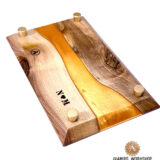 Custum made "River of gold" serving tray - walnut wood - Image 5
