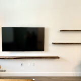 Custom-made Live edge shelves for Livingroom - Turquoise epoxy and Elm wood - Image 3