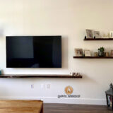 Custom-made Live edge shelves for Livingroom - Turquoise epoxy and Elm wood - Image 4