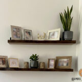 Custom-made Live edge shelves for Livingroom - Turquoise epoxy and Elm wood - Image 5
