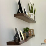 Custom-made Live edge shelves for Livingroom - Turquoise epoxy and Elm wood - Image 6