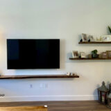 Custom-made Live edge shelves for Livingroom - Turquoise epoxy and Elm wood - Image 7