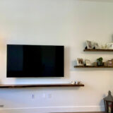Custom-made Live edge shelves for Livingroom - Turquoise epoxy and Elm wood - Image 8